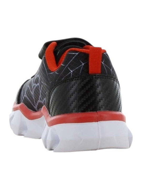 Παιδικά Sneakers Ανατομικά με Σκρατς & Φωτάκια Μαύρα