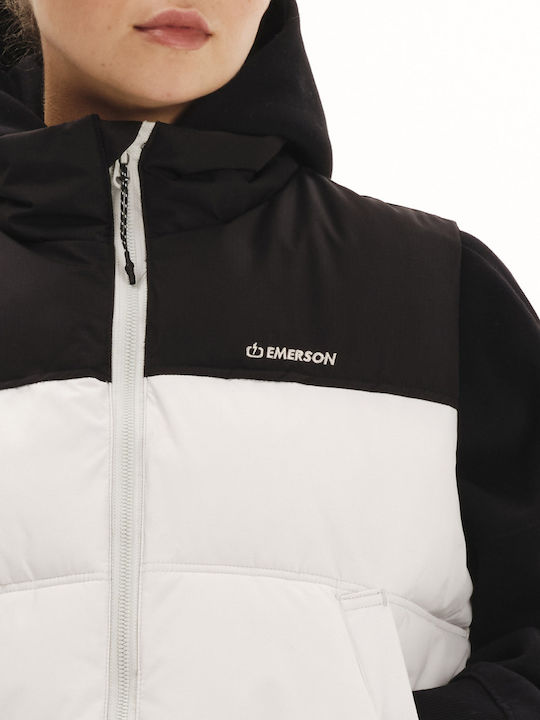 Women's Puffer Jacket Waterproof for Winter Clay Grey/black