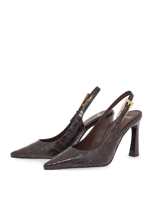 Synthetic Leather Brown High Heels