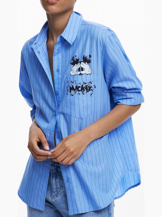 Women's Long Sleeve Shirt Blue Azure