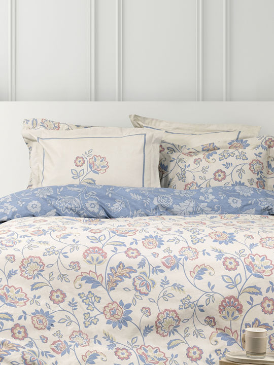 Nima Duvet Cover Set Cotton Single with Pillowcase 160x240 Nivia Beige, Blue