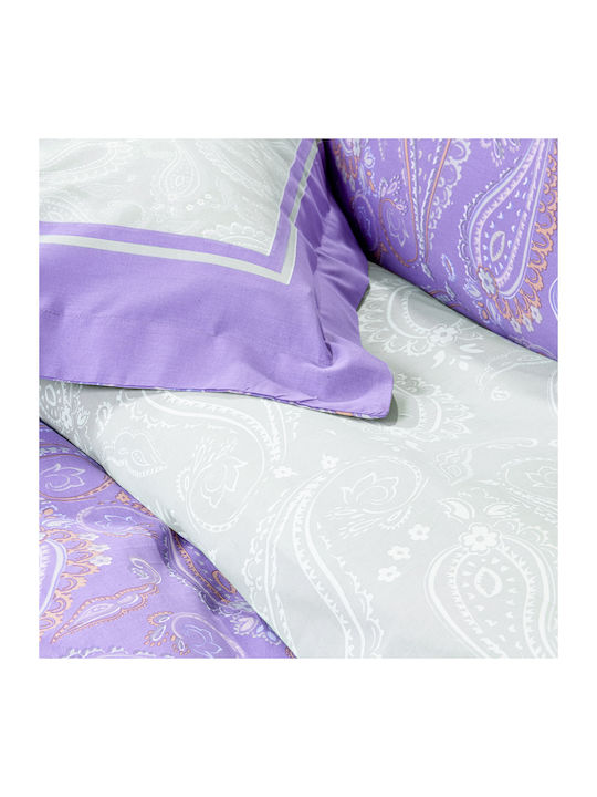 Nima Duvet Cover Set Cotton Queen with 2 Pillowcases 220x240 Flow Lilac, Green
