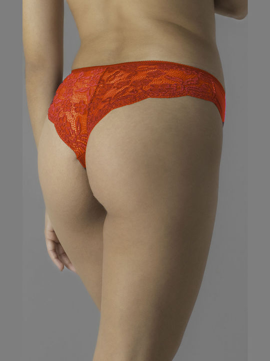 High-waisted Women's Brazil Seamless with Lace Pink