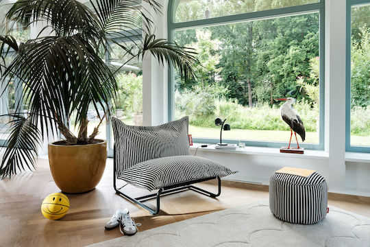 Πουφ Μαξιλάρα Original Slim Terry Black Creme 155x120cm