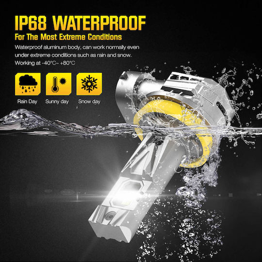 Lamps Car & Motorcycle Ip68 A900 C9 Cyberbeam H11 / H8 / H9 / H16 LED 6500K Cold White 12-24V 80W 2pcs