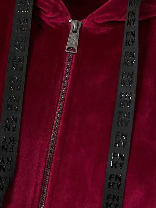 Women's Sweatshirt Jacket Hooded Sangria Burgundy