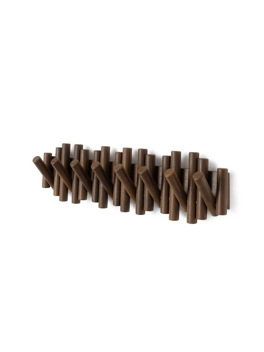 Umbra Wall Hanger Picket Wooden 8 Hooks Brown 61x4x17cm