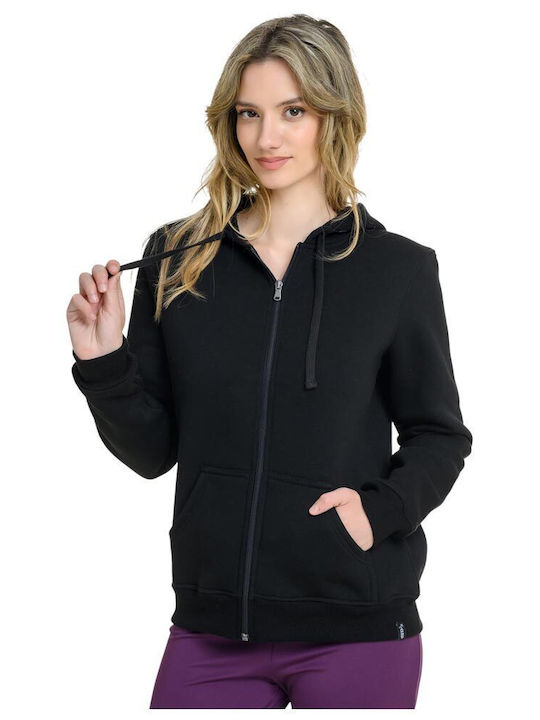 Fleece Γυναικεία Ζακέτα σε Μαύρο Χρώμα