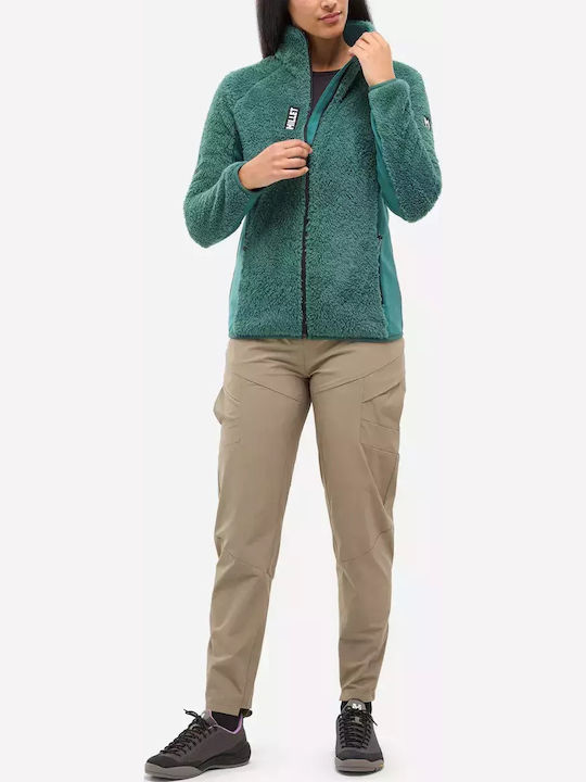 Women's Cardigan with Zipper Green