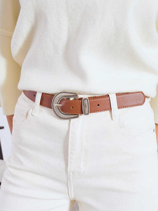 Celestino Women's Belt Embossed Buckle Tabac Brown