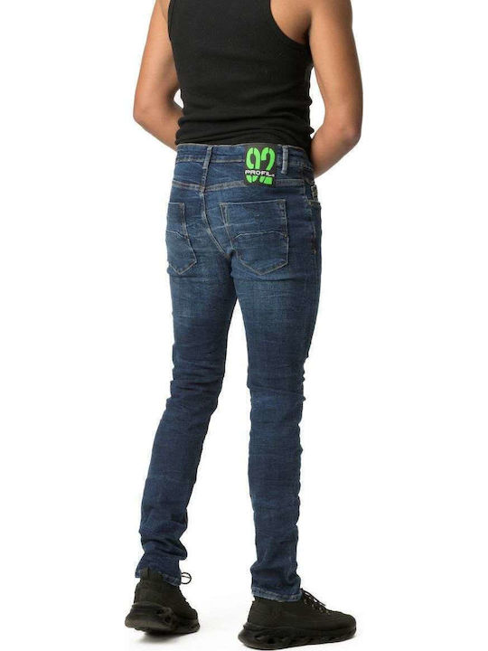 Men's Elastic Jeans Pants with Regular Straight Fit Blue