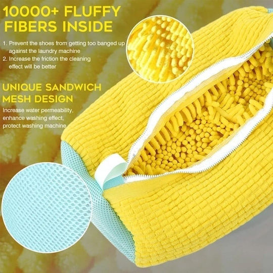 Shoe Washing Bag Made Durable Material Zipper Closure Yellow