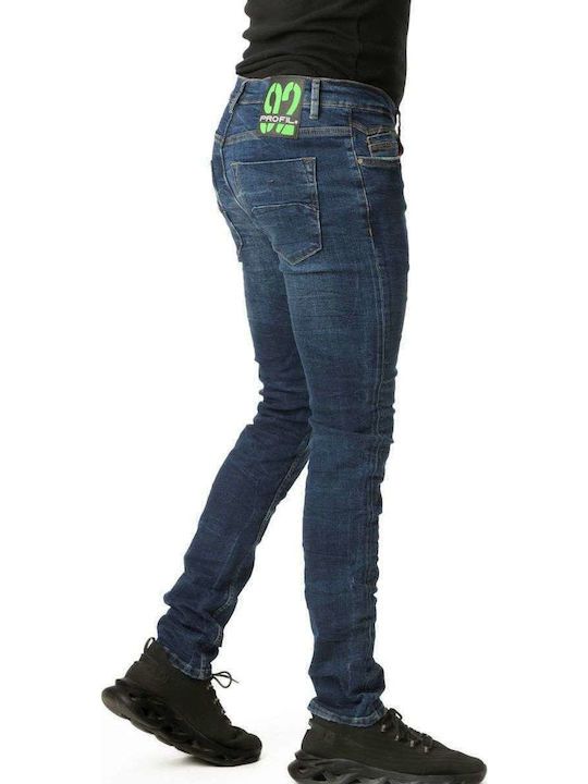 Men's Elastic Jeans Pants with Regular Straight Fit Blue