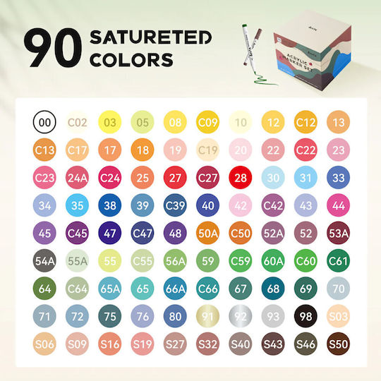 Arrtx Markere De Desen Set 90 Culori