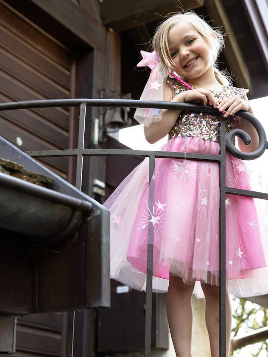 Mädchenkleid Ärmellos mit Pailletten Rosa