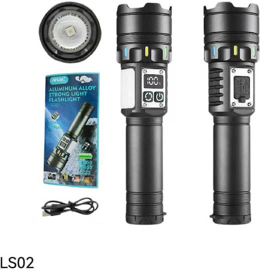 Rechargeable Flashlight LED with Maximum Brightness 800lm White