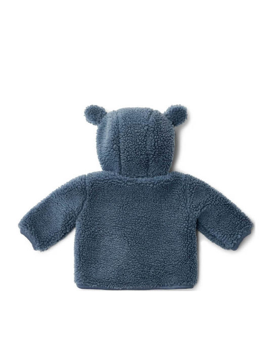 Παιδική Ζακέτα Βαμβακερή με Κουκούλα Stone Blue Teddy