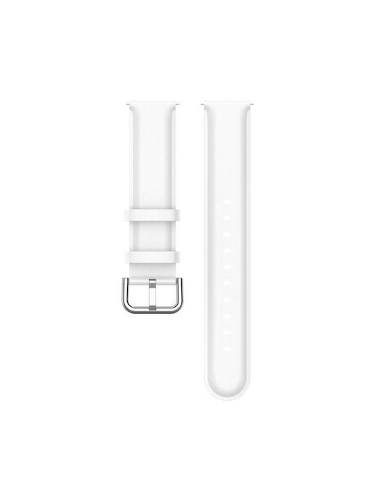 Curea Ceas Piele Naturală Vârf Rotunjit 20 mm Albă