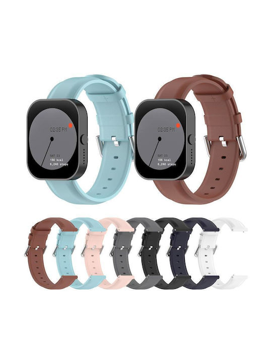 Curea Ceas Piele Naturală Vârf Rotunjit 20 mm Albă