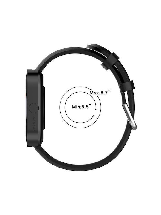 Curea Ceas Piele Naturală Vârf Rotund 20 Mm Neagră