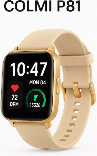Colmi P81 Smartwatch με Παλμογράφο (Χρυσό)