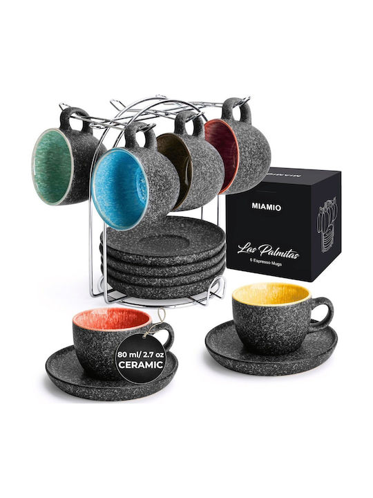 Miamio Set of Cups Espresso Ceramic Multicolored 80ml 6pcs