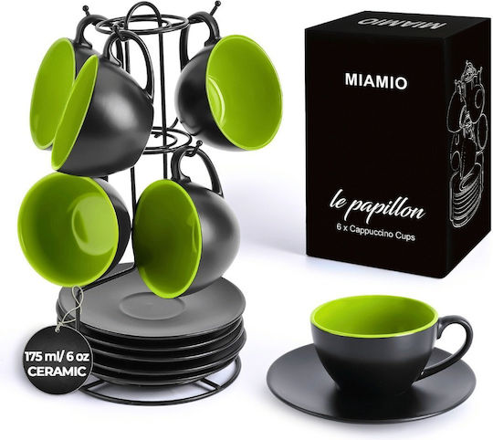 Miamio Σετ Φλιτζάνια Cappuccino Κεραμικά Πράσινα 175ml 6τμχ