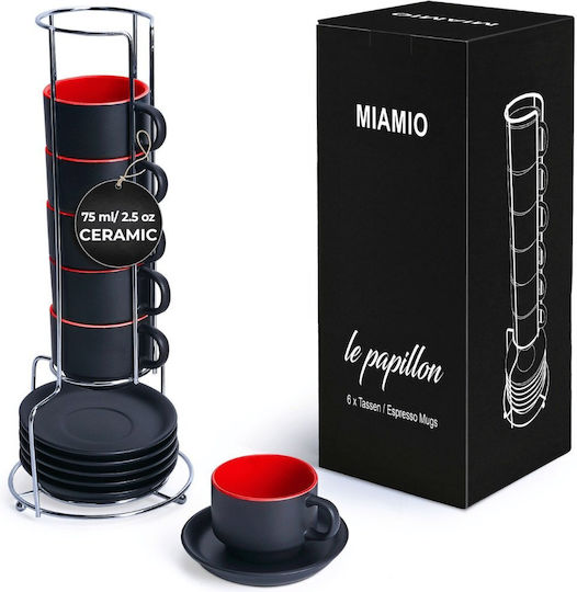 Miamio Set Căni Espresso De ceramică Roșii 75ml 6buc