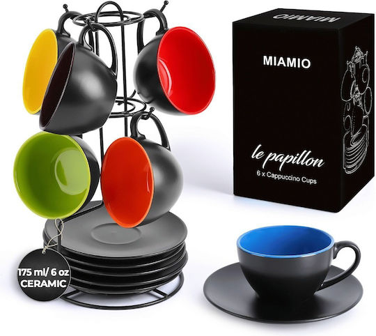 Miamio Σετ Φλιτζάνια Cappuccino Κεραμικά Πολύχρωμα 175ml 6τμχ