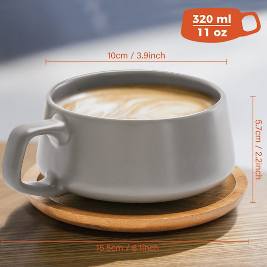 Miamio Set Căni Cappuccino Bambus Gri 320ml 4buc