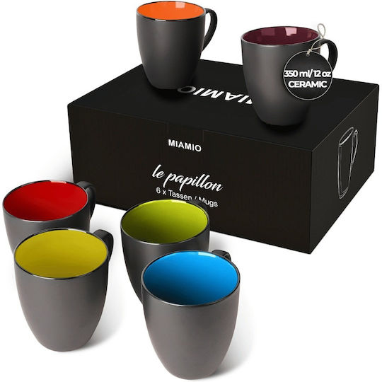 Miamio Set Tassen Kaffee Keramik Mehrfarbig 350ml 6Stück