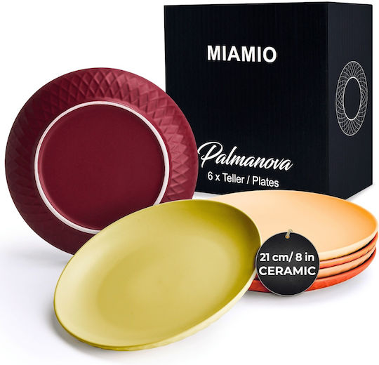 Miamio Palmanova Collection Σερβίτσιο Πιάτων Κεραμικό Πολύχρωμο 6τμχ