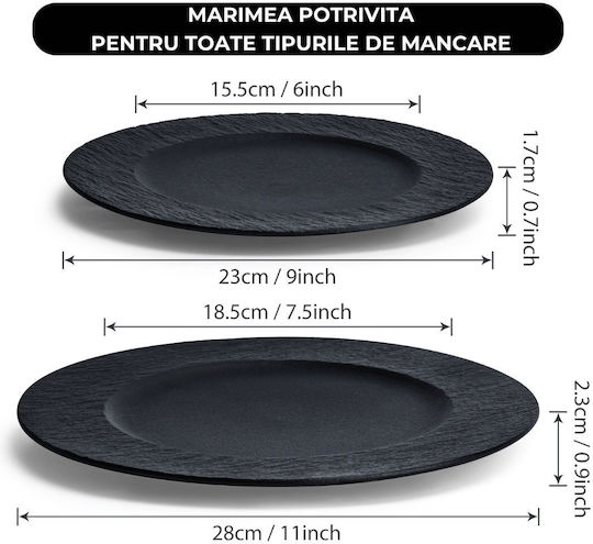Miamio Oasis Collection Black Ceramic Dinnerware Set 4pcs
