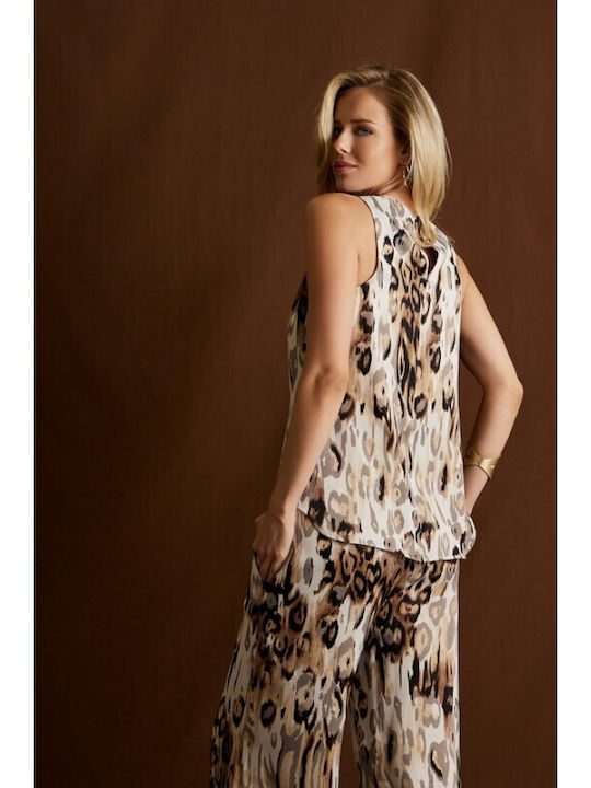 Femei Animal Print Set cu Pantaloni Leopard