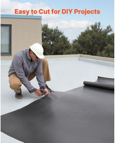 Vevor Roof Roll 10 X 15 Ft 3.05 X 4.57 M 45 Mil Epdm Rubber Roof Long Lifespan & Weather Resistant Withstands Harsh Temperatures Flexible & Easy Installation Roof Underlayment Rvs Roofs Ponds