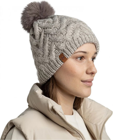 Caryn Beanie Fleece Beanie Knitted in Beige color
