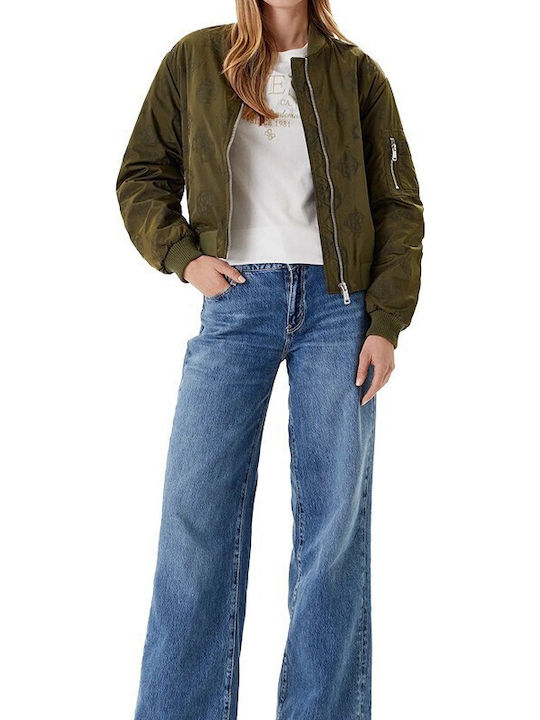 Guess Μπουφάν Bomber Λαδί
