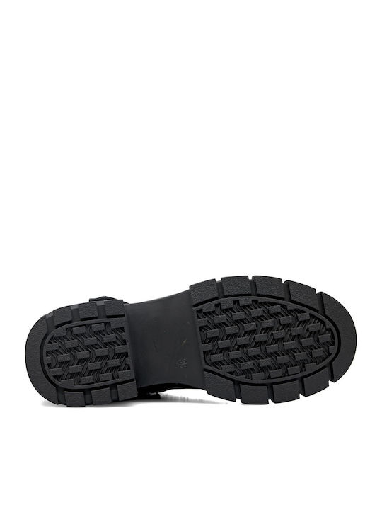 Leder Stiefeletten Damen Schwarz