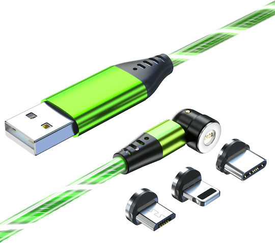 Redled Magnetic USB to Lightning / Type-C / micro USB Cable Μπλε 1m (27919)
