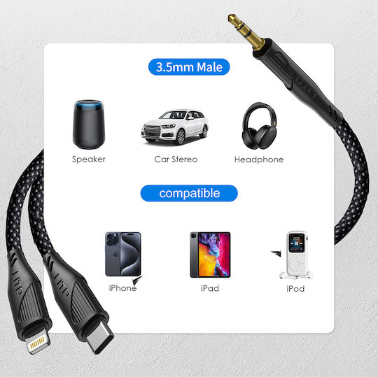 Lito USB 2.0 Cable USB-C male - 3.5mm Black 1m