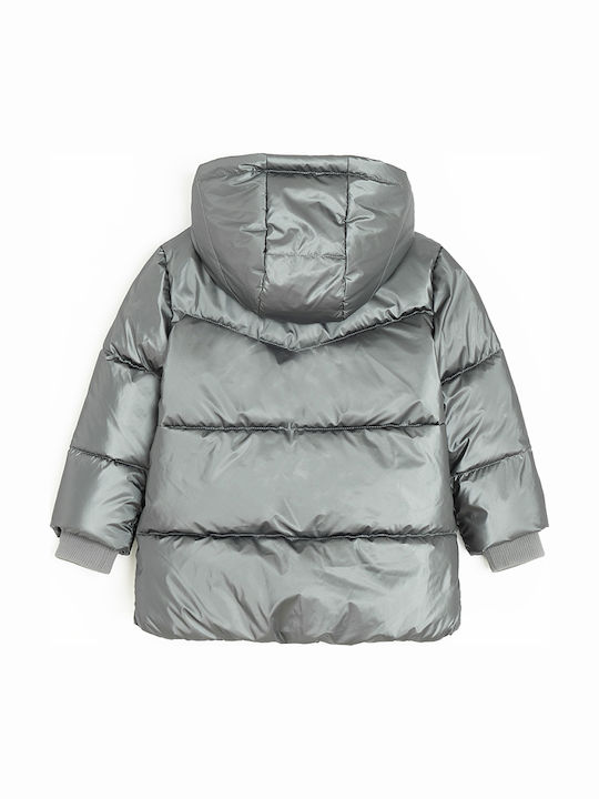 Kids' Quilted Jacket with Hood Gray