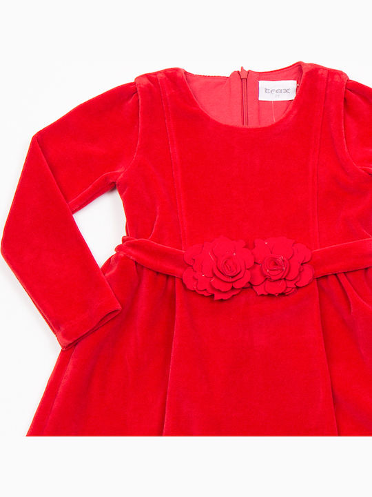 Kinderkleid Langärmelig Samt Red