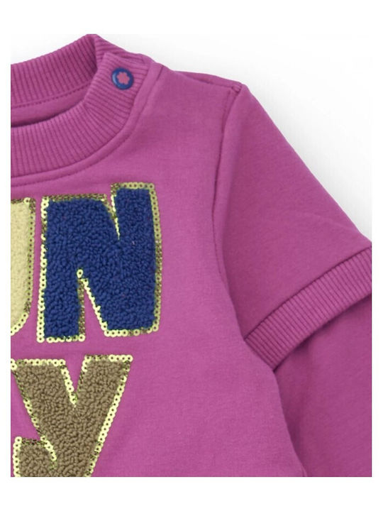 Children's Dress Sweatshirt Long Sleeve Tulle Magenta