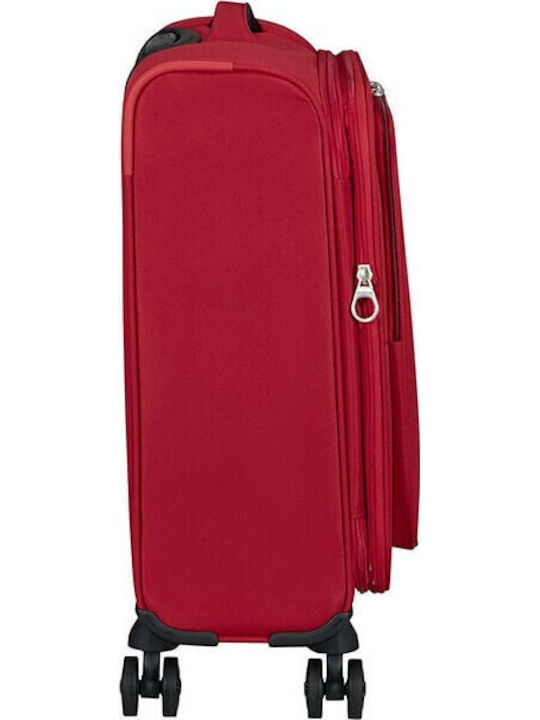 American Tourister Spinner Cabin Fabric Suitcase Astral Red With 4 Wheels Height 55cm