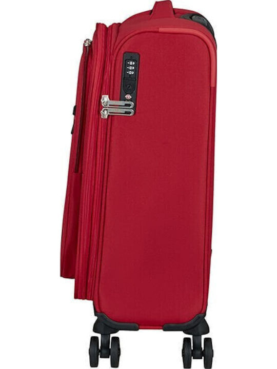 American Tourister Spinner Cabin Fabric Suitcase Astral Red With 4 Wheels Height 55cm