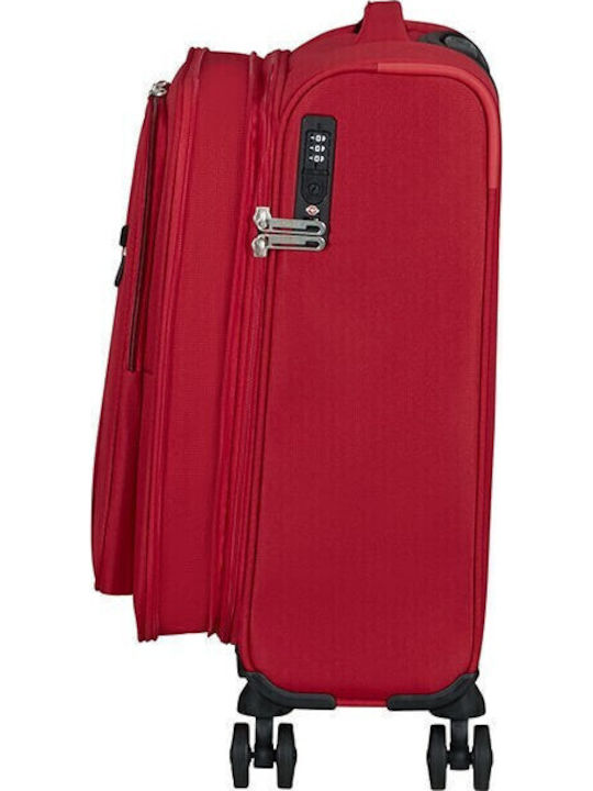 American Tourister Spinner Cabin Fabric Suitcase Astral Red With 4 Wheels Height 55cm