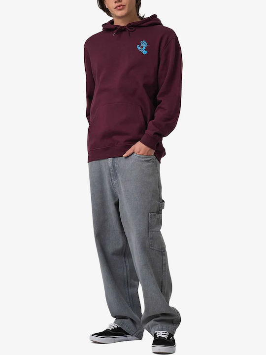 Screaming Hand Chest Sweatshirt with Hood Dark Cherry