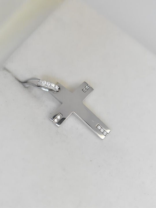 Damen Weißgold Kreuz 14K mit Kette