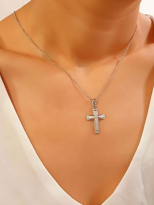 Women's White Gold Cross 14K with Chain