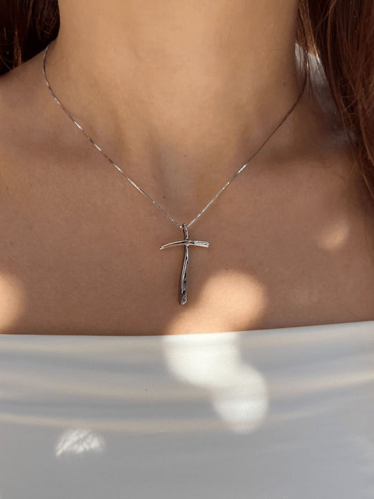 Xryseio Women's White Gold Cross 18K with Chain